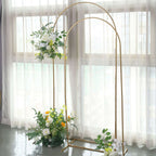 6ft Gold Metal Wedding Arch Chiara Backdrop Stand Floral Display Frame With Round Top - Bell Racket Store
