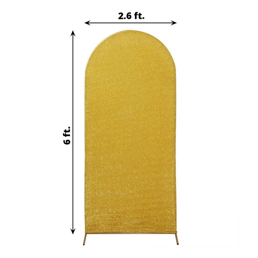 6ft Gold Shimmer Tinsel Spandex Chiara Backdrop Stand Cover For Fitted Round Top Wedding Arch - Bell Racket Store
