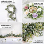 6ft Lifelike Frosted Green Artificial Eucalyptus Leaf Garland Plant, Waterproof Faux Hanging Vine - Bell Racket Store