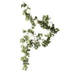 6ft Lighted Eucalyptus Garland with Ivory Roses & Battery - Operated Fairy Lights â€“ Faux Greenery Vine - Bell Racket Store