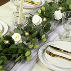 6ft Lighted Eucalyptus Garland with Ivory Roses & Battery - Operated Fairy Lights â€“ Faux Greenery Vine - Bell Racket Store