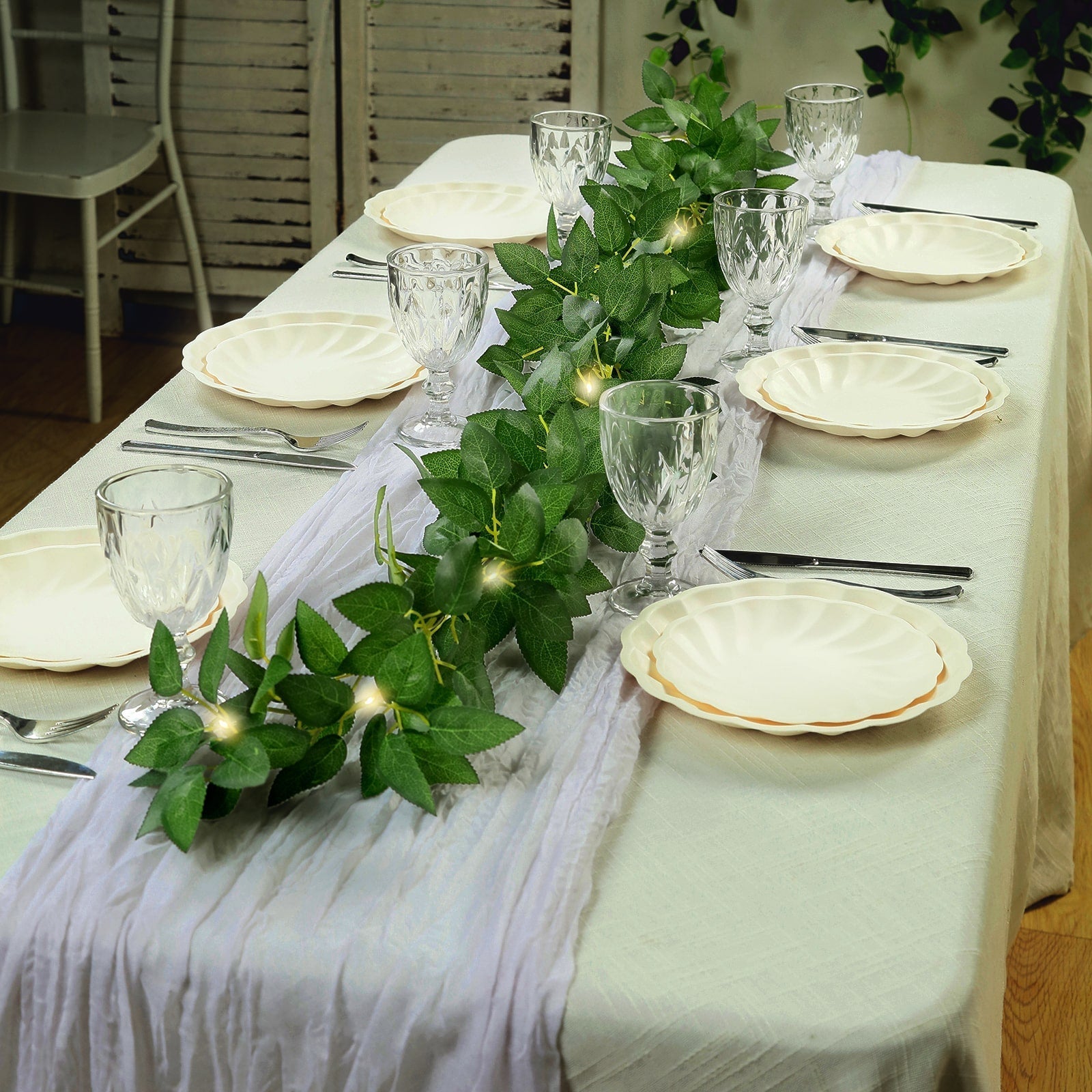 6ft Lighted Rose Leaf Vine, Artificial Greenery Garland String Lights for Home & Wedding Decor - Bell Racket Store