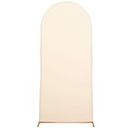 6ft Matte Beige Spandex Fitted Chiara Backdrop Stand Cover For Round Top Wedding Arch - Bell Racket Store