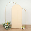 6ft Matte Beige Spandex Fitted Chiara Backdrop Stand Cover For Round Top Wedding Arch - Bell Racket Store