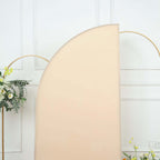 6ft Matte Beige Spandex Half Moon Chiara Backdrop Stand Cover, Custom Fitted Wedding Arch Cover - Bell Racket Store
