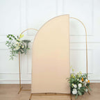6ft Matte Beige Spandex Half Moon Chiara Backdrop Stand Cover, Custom Fitted Wedding Arch Cover - Bell Racket Store