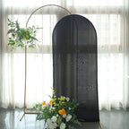 6ft Matte Black Spandex Fitted Chiara Backdrop Stand Cover For Round Top Wedding Arch - Bell Racket Store