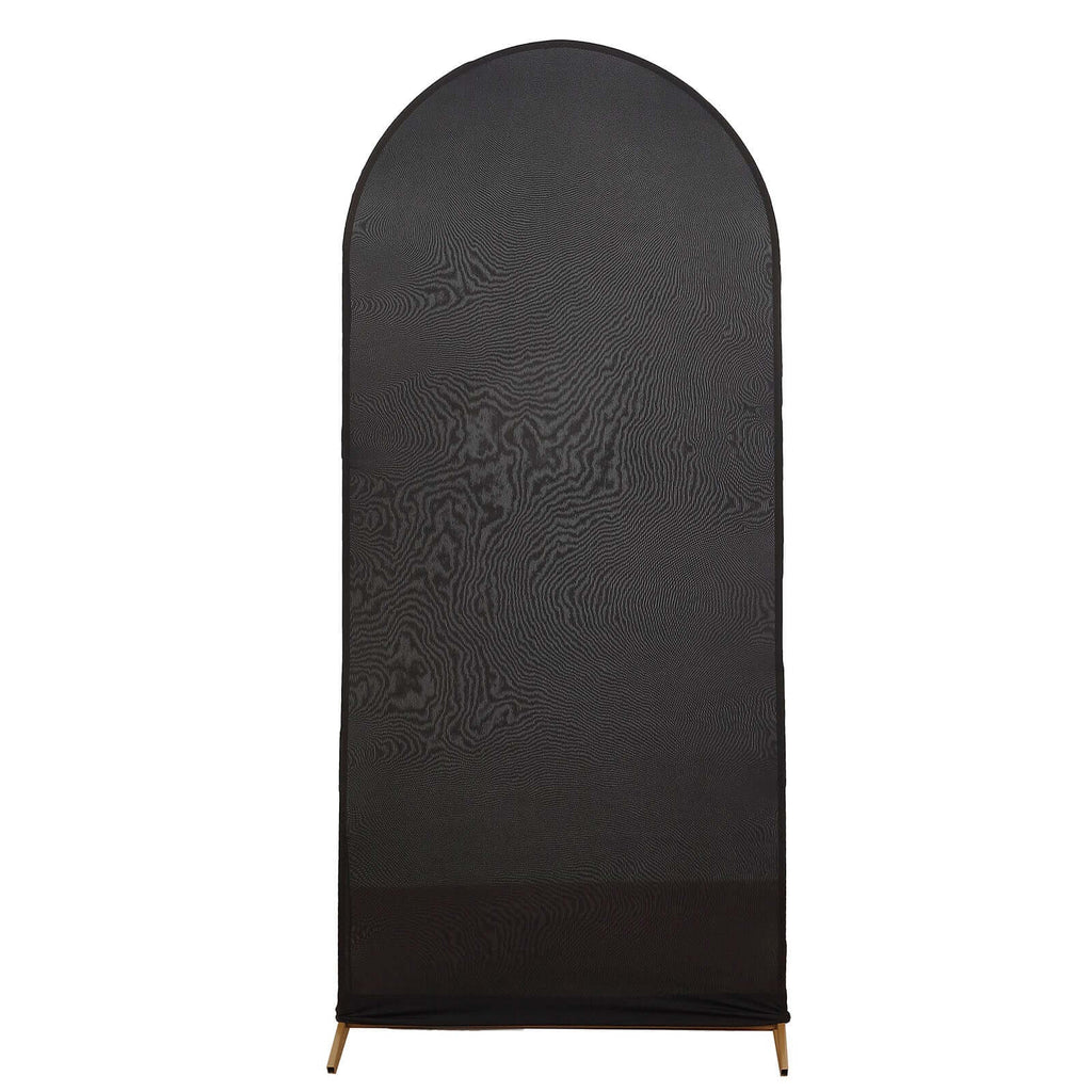 6ft Matte Black Spandex Fitted Chiara Backdrop Stand Cover For Round Top Wedding Arch - Bell Racket Store