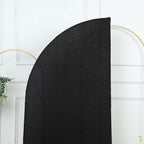 6ft Matte Black Spandex Half Moon Chiara Backdrop Stand Cover, Custom Fitted Wedding Arch Cover - Bell Racket Store