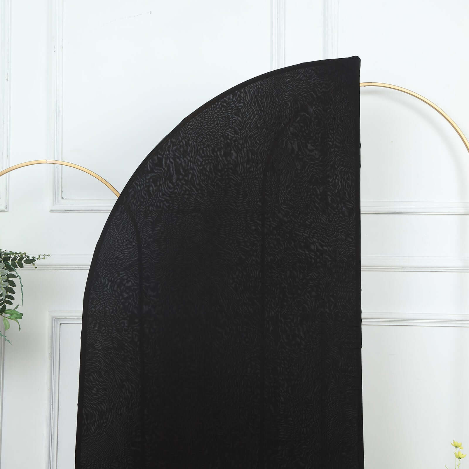 6ft Matte Black Spandex Half Moon Chiara Backdrop Stand Cover, Custom Fitted Wedding Arch Cover - Bell Racket Store
