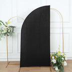 6ft Matte Black Spandex Half Moon Chiara Backdrop Stand Cover, Custom Fitted Wedding Arch Cover - Bell Racket Store