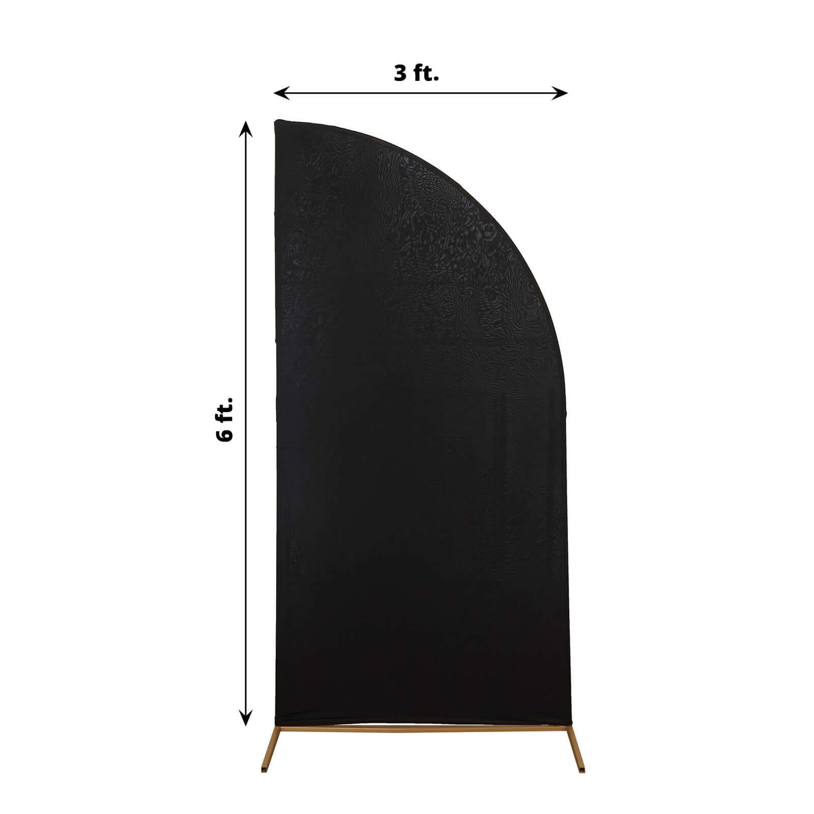 6ft Matte Black Spandex Half Moon Chiara Backdrop Stand Cover, Custom Fitted Wedding Arch Cover - Bell Racket Store