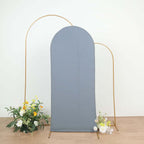 6ft Matte Dusty Blue Spandex Fitted Chiara Backdrop Stand Cover For Round Top Wedding Arch - Bell Racket Store