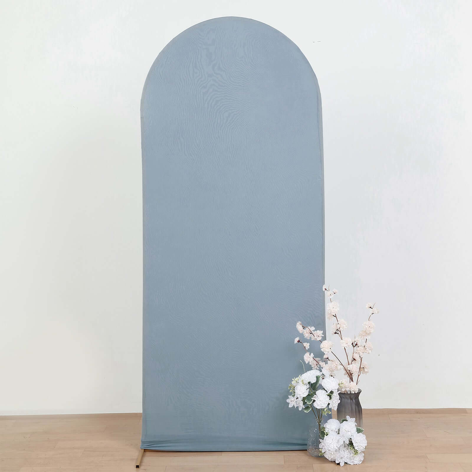 6ft Matte Dusty Blue Spandex Fitted Chiara Backdrop Stand Cover For Round Top Wedding Arch - Bell Racket Store