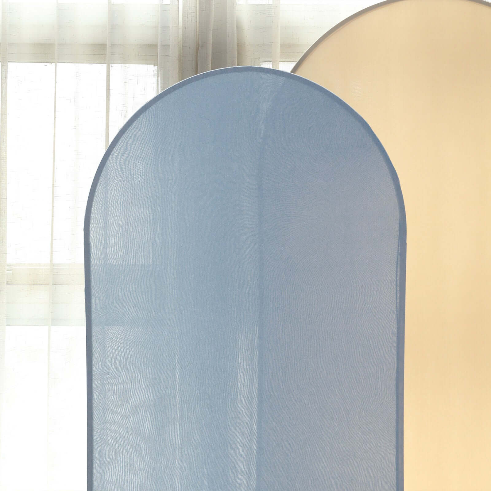 6ft Matte Dusty Blue Spandex Fitted Chiara Backdrop Stand Cover For Round Top Wedding Arch - Bell Racket Store