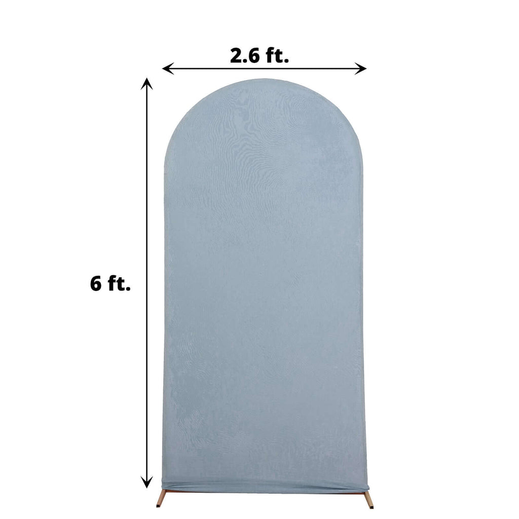 6ft Matte Dusty Blue Spandex Fitted Chiara Backdrop Stand Cover For Round Top Wedding Arch - Bell Racket Store