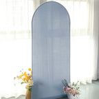 6ft Matte Dusty Blue Spandex Fitted Chiara Backdrop Stand Cover For Round Top Wedding Arch - Bell Racket Store