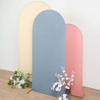 6ft Matte Dusty Blue Spandex Fitted Chiara Backdrop Stand Cover For Round Top Wedding Arch - Bell Racket Store