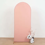 6ft Matte Dusty Rose Spandex Fitted Chiara Backdrop Stand Cover For Round Top Wedding Arch - Bell Racket Store