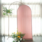 6ft Matte Dusty Rose Spandex Fitted Chiara Backdrop Stand Cover For Round Top Wedding Arch - Bell Racket Store