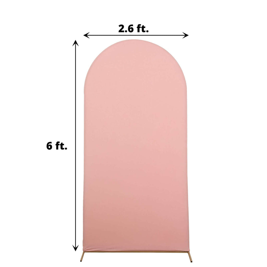 6ft Matte Dusty Rose Spandex Fitted Chiara Backdrop Stand Cover For Round Top Wedding Arch - Bell Racket Store