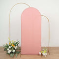6ft Matte Dusty Rose Spandex Fitted Chiara Backdrop Stand Cover For Round Top Wedding Arch - Bell Racket Store