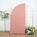6ft Matte Dusty Rose Spandex Half Moon Chiara Backdrop Stand Cover, Custom Fitted Wedding Arch Cover - Bell Racket Store