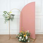 6ft Matte Dusty Rose Spandex Half Moon Chiara Backdrop Stand Cover, Custom Fitted Wedding Arch Cover - Bell Racket Store