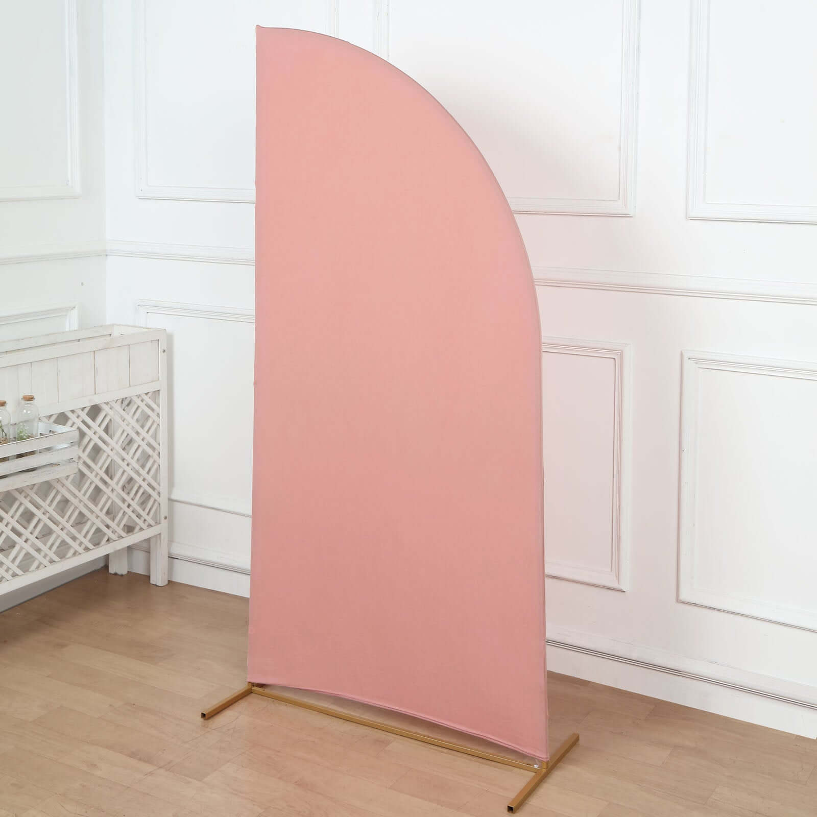 6ft Matte Dusty Rose Spandex Half Moon Chiara Backdrop Stand Cover, Custom Fitted Wedding Arch Cover - Bell Racket Store
