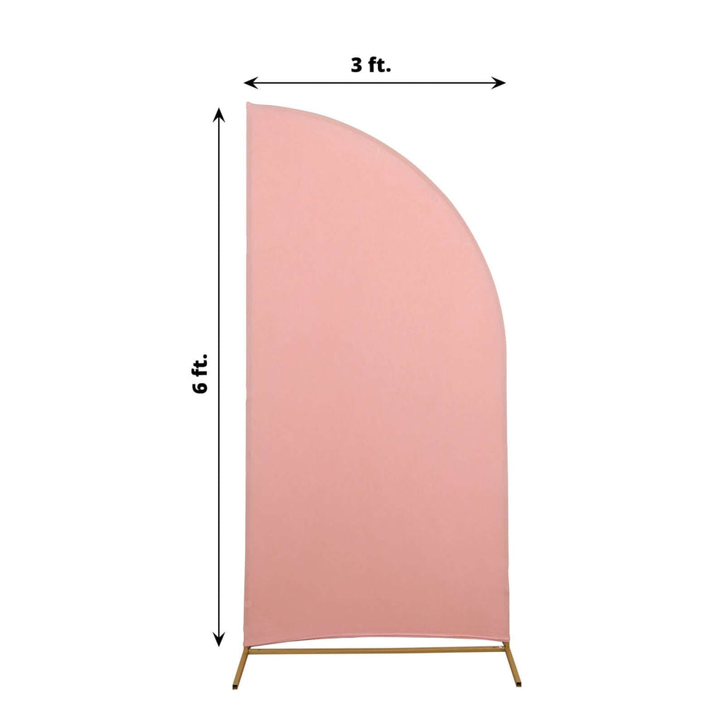 6ft Matte Dusty Rose Spandex Half Moon Chiara Backdrop Stand Cover, Custom Fitted Wedding Arch Cover - Bell Racket Store