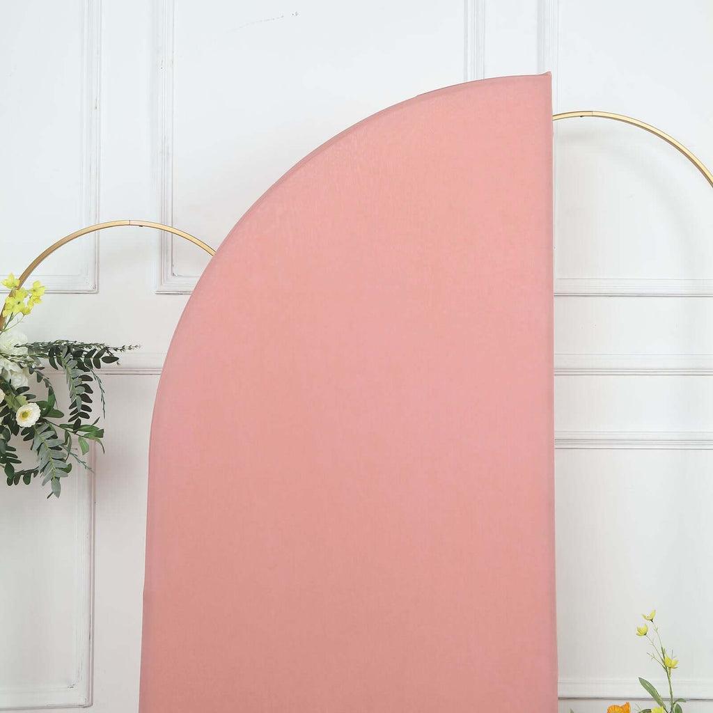 6ft Matte Dusty Rose Spandex Half Moon Chiara Backdrop Stand Cover, Custom Fitted Wedding Arch Cover - Bell Racket Store