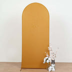 6ft Matte Gold Spandex Fitted Chiara Backdrop Stand Cover For Round Top Wedding Arch - Bell Racket Store