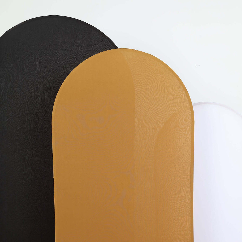 6ft Matte Gold Spandex Fitted Chiara Backdrop Stand Cover For Round Top Wedding Arch - Bell Racket Store