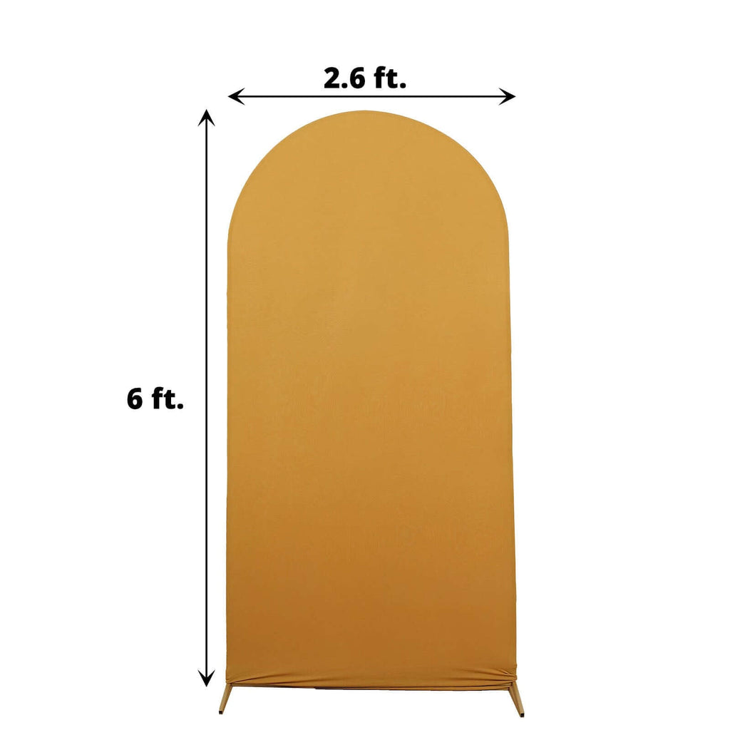 6ft Matte Gold Spandex Fitted Chiara Backdrop Stand Cover For Round Top Wedding Arch - Bell Racket Store