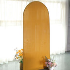 6ft Matte Gold Spandex Fitted Chiara Backdrop Stand Cover For Round Top Wedding Arch - Bell Racket Store