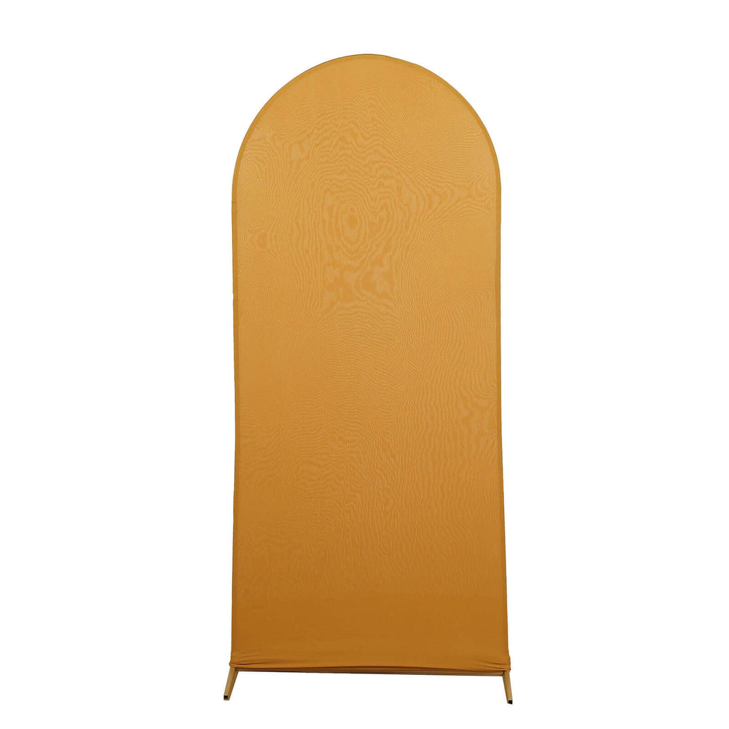 6ft Matte Gold Spandex Fitted Chiara Backdrop Stand Cover For Round Top Wedding Arch - Bell Racket Store