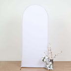 6ft Matte White Spandex Fitted Chiara Backdrop Stand Cover For Round Top Wedding Arch - Bell Racket Store
