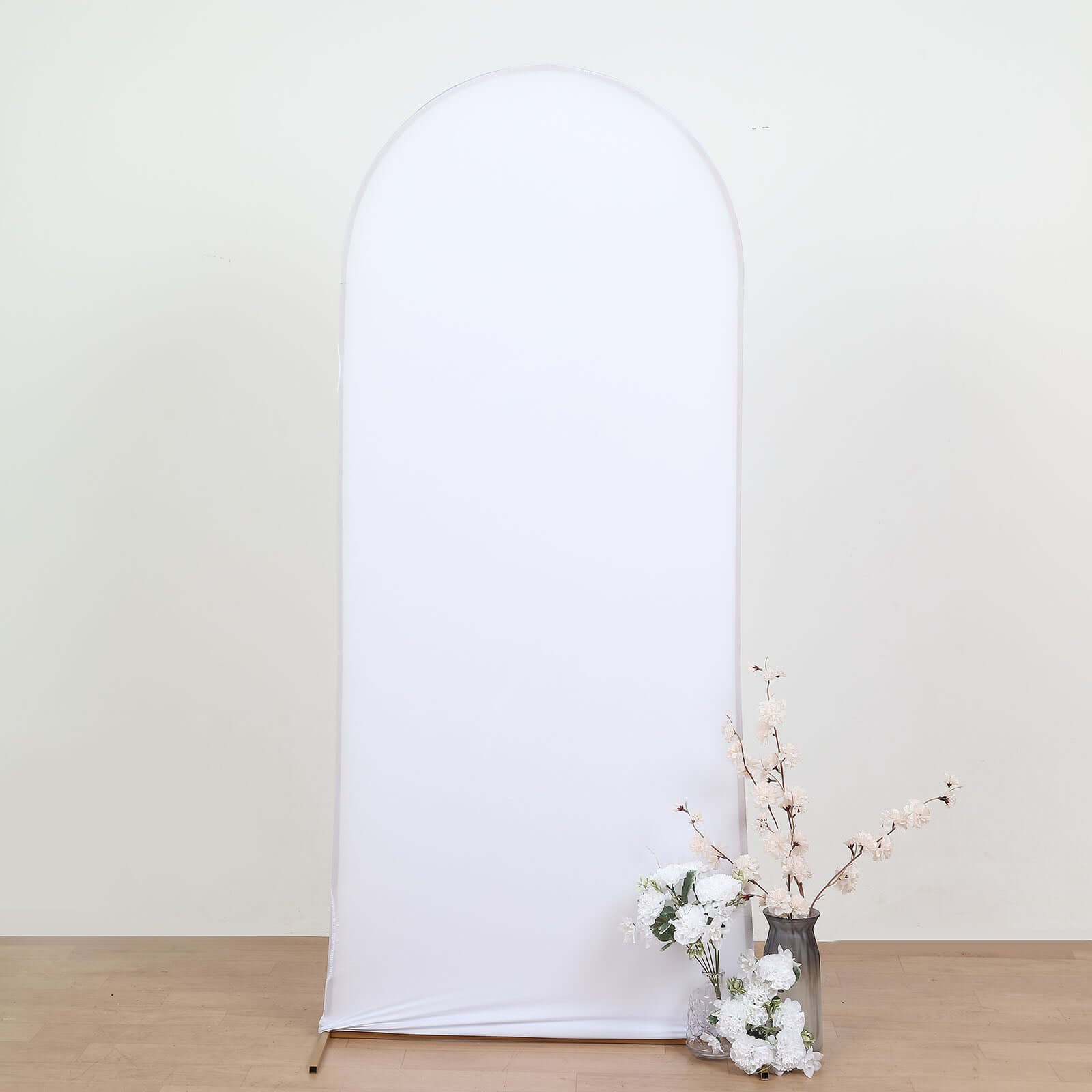6ft Matte White Spandex Fitted Chiara Backdrop Stand Cover For Round Top Wedding Arch - Bell Racket Store