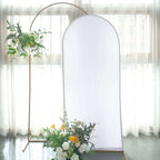 6ft Matte White Spandex Fitted Chiara Backdrop Stand Cover For Round Top Wedding Arch - Bell Racket Store