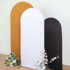6ft Matte White Spandex Fitted Chiara Backdrop Stand Cover For Round Top Wedding Arch - Bell Racket Store