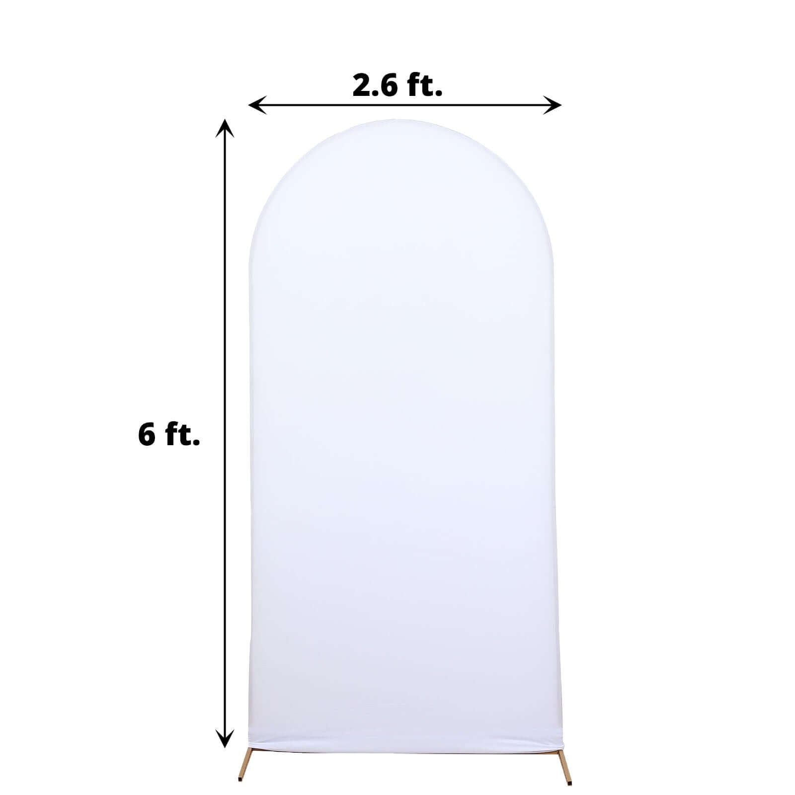 6ft Matte White Spandex Fitted Chiara Backdrop Stand Cover For Round Top Wedding Arch - Bell Racket Store