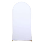 6ft Matte White Spandex Fitted Chiara Backdrop Stand Cover For Round Top Wedding Arch - Bell Racket Store