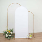 6ft Matte White Spandex Fitted Chiara Backdrop Stand Cover For Round Top Wedding Arch - Bell Racket Store