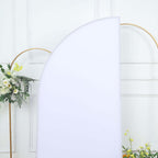 6ft Matte White Spandex Half Moon Chiara Backdrop Stand Cover, Custom Fitted Wedding Arch Cover - Bell Racket Store