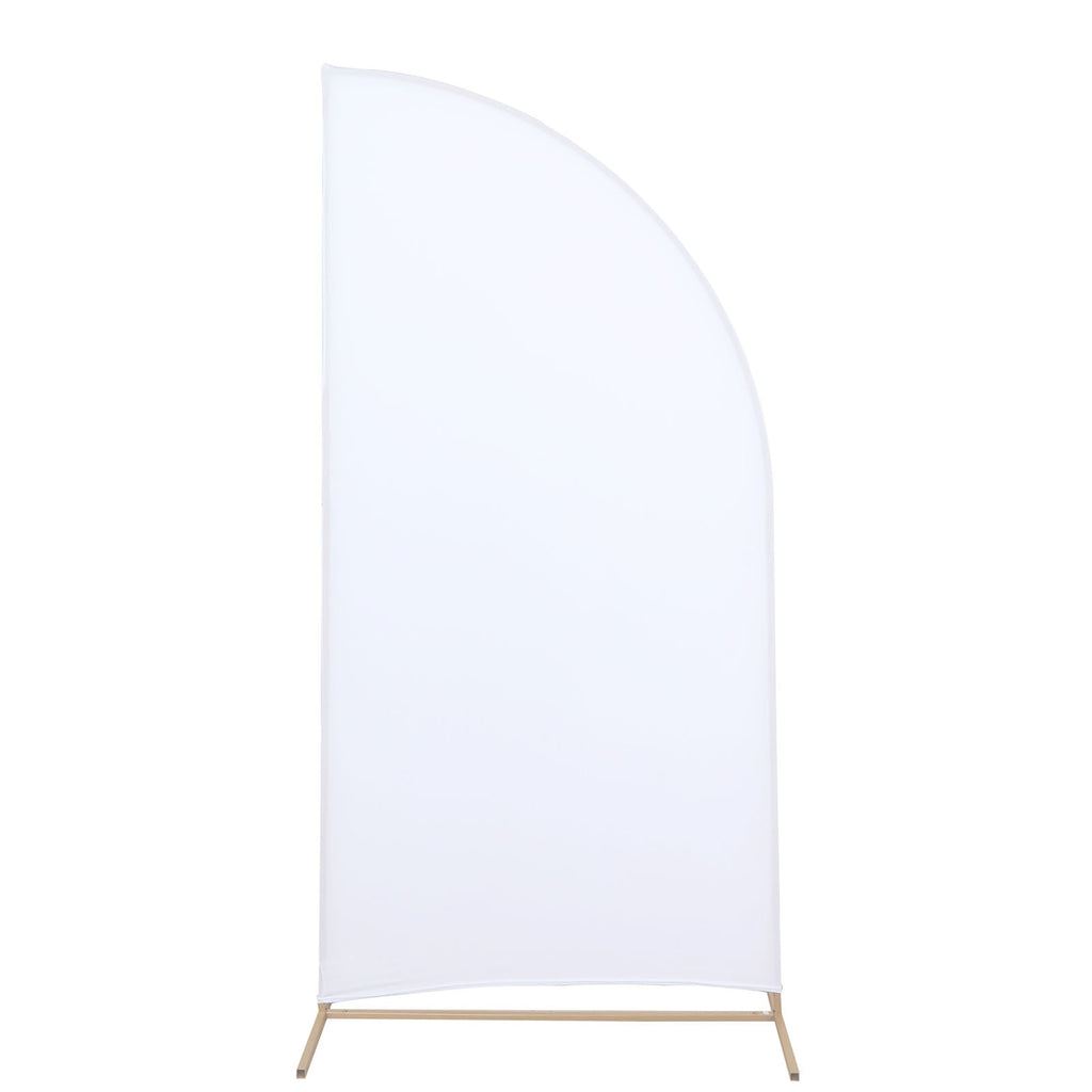 6ft Matte White Spandex Half Moon Chiara Backdrop Stand Cover, Custom Fitted Wedding Arch Cover - Bell Racket Store