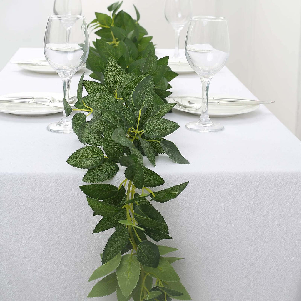 6ft Real Touch Green Artificial Silk Rose Leaf Hanging Vine, Flexible Greenery Table Garland - Bell Racket Store