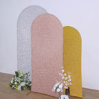 6ft Rose Gold Shimmer Tinsel Spandex Chiara Backdrop Stand Cover For Fitted Round Top Wedding Arch - Bell Racket Store