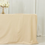 6ft Scuba Rectangular Fitted Tablecloth Beige â€“ Wrinkle - Free, Stain Resistant - Bell Racket Store