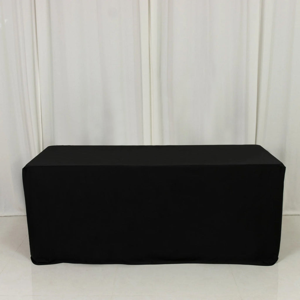 6ft Scuba Rectangular Fitted Tablecloth Black â€“ Wrinkle - Free, Stain Resistant - Bell Racket Store