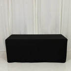6ft Scuba Rectangular Fitted Tablecloth Black â€“ Wrinkle - Free, Stain Resistant - Bell Racket Store
